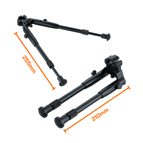 the length of the bipod folded and unfolded