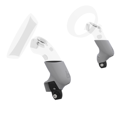 Left view of Pair of Grey PLA cups Controller mount spare parts for HP Reverb G2 with Fastened Attachment