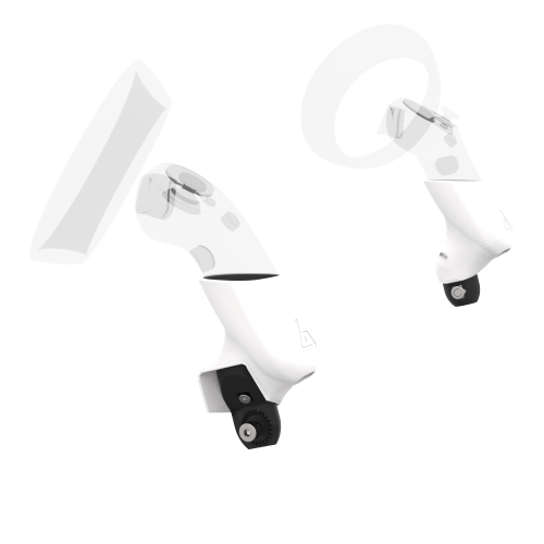 Left view of Pair of White PLA cups Controller mount spare parts for HP Reverb G2 with Fastened Attachment