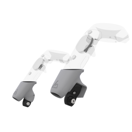 Right view of Pair of Grey PLA cups Controller mount spare parts for HTC Vive with Fastened Attachment