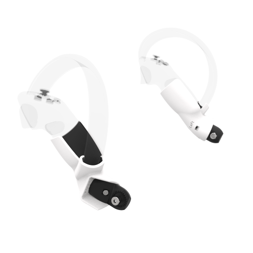 Left view of Pair of White PLA cups Controller mount spare parts for Pico 4 with Fastened Attachment