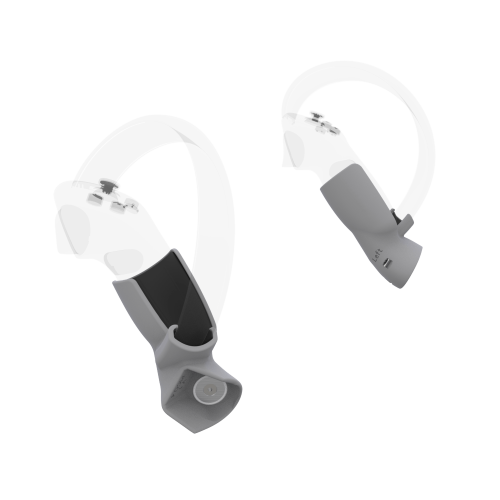 Left view of Pair of Grey PLA cups Controller mount spare parts for Pico 4 with Detachable Attachment