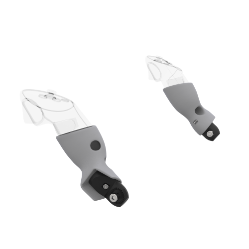 Left view of Pair of Grey PLA cups Controller mount spare parts for Meta Quest 3 with Fastened Attachment