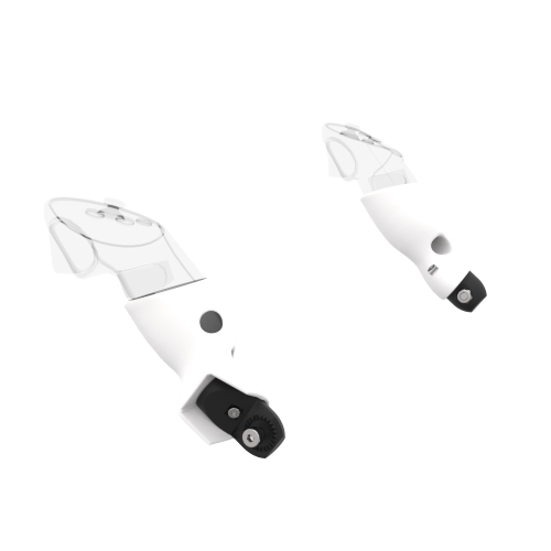 Left view of Pair of White PLA cups Controller mount spare parts for Meta Quest 3 with Fastened Attachment