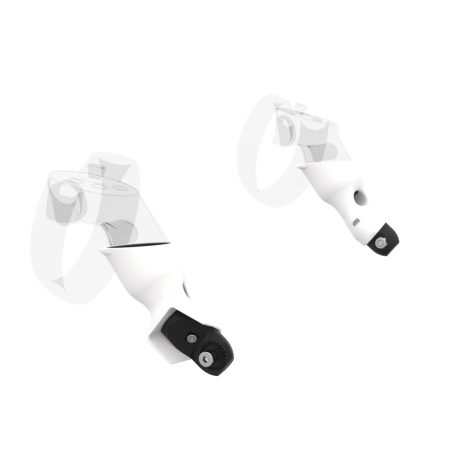 Left view of Pair of White PLA cups Controller mount spare parts for Oculus Rift CV1 with Fastened Attachment