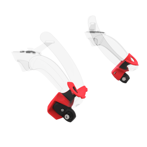 Left view of Pair of Red PLA cups Controller mount spare parts for Valve Index with Fastened Attachment