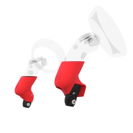 Right view of Pair of Red PLA cups Controller mount spare parts for WMR with Fastened Attachment