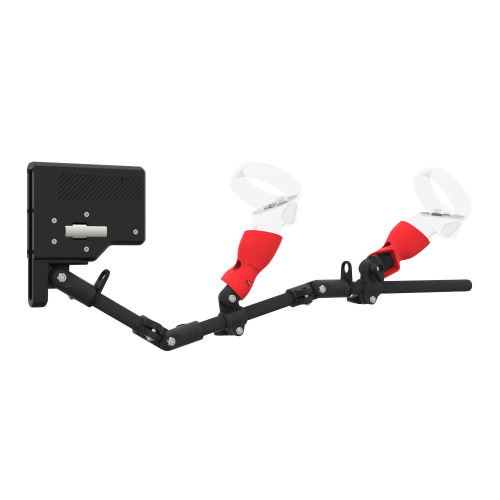 Right view of ForceTube with Haptic Explorer stock for Meta Quest 2 with Black Carbon Armature and Red PLA cups