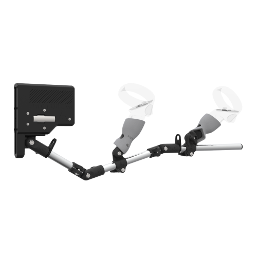 Right view of ForceTube with Haptic Explorer stock for Meta Quest 2 with Chrome Armature and Grey PLA cups