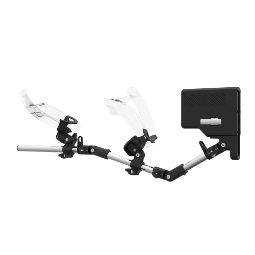 Left view of ForceTube with Haptic Explorer stock for Valve Index with Chrome Armature and Carbon Fiber cups