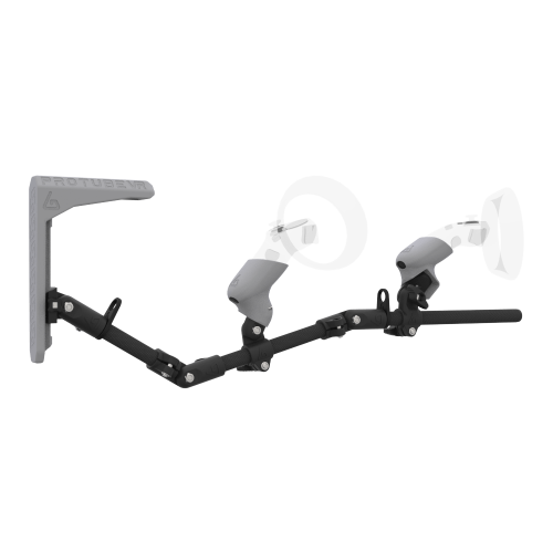 Right view of MagTube vr gunstock for HP Reverb G2 with Carbon Armature with Grey MK2 Buttstock and Grey PLA cups