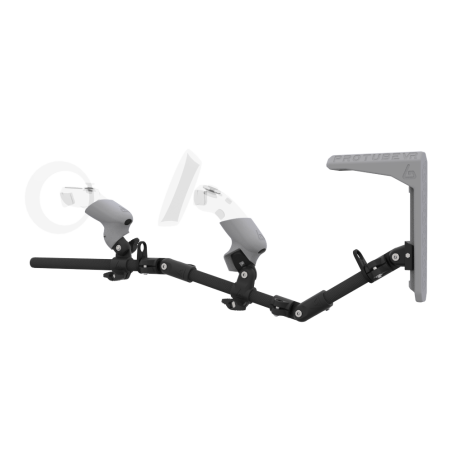 Left view of MagTube vr gunstock for HP Reverb G2 with Carbon Armature with Grey MK2 Buttstock and Grey PLA cups