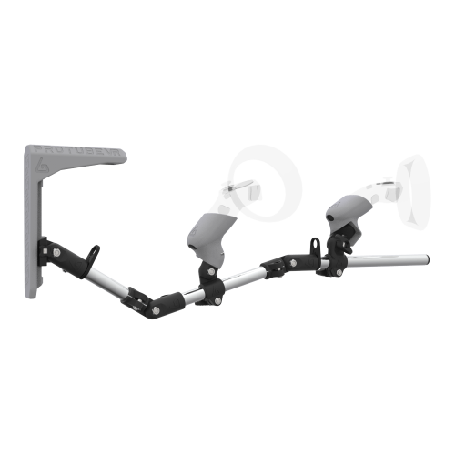 Right view of MagTube vr gunstock for HP Reverb G2 with Chrome Armature with Grey MK2 Buttstock and Grey PLA cups