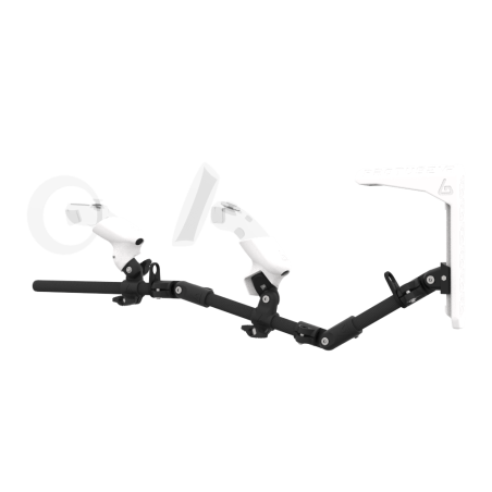 Left view of MagTube vr gunstock for HP Reverb G2 with Carbon Armature with White MK2 Buttstock and White PLA cups