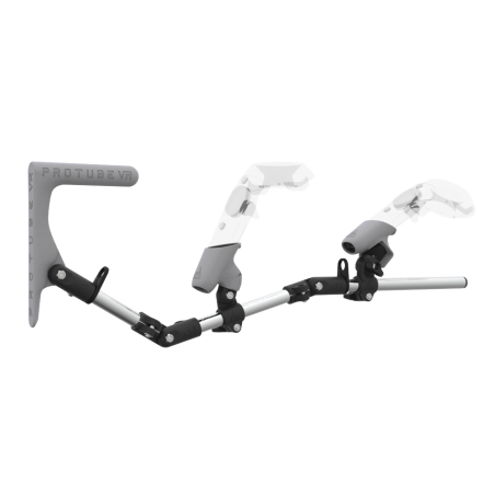 Right view of MagTube vr gunstock for HTC Vive with Chrome Armature with Grey MK1 Buttstock and Grey PLA cups