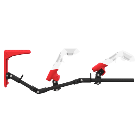 Side view of MagTube vr gunstock for HTC Vive with Carbon Armature with Red MK2 Buttstock and Red PLA cups