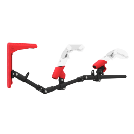Right view of MagTube vr gunstock for HTC Vive with Carbon Armature with Red MK2 Buttstock and Red PLA cups