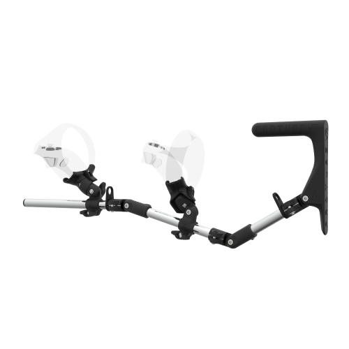 Left view of MagTube vr gunstock for PSVR 2 with Chrome Armature with Carbon MK1 Buttstock and Carbon cups