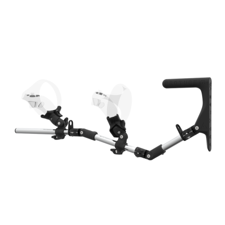 Left view of MagTube vr gunstock for PSVR 2 with Chrome Armature with Carbon MK1 Buttstock and Carbon cups