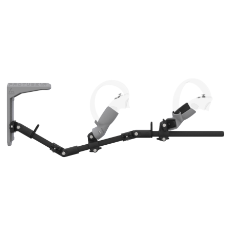 Side view of MagTube vr gunstock for Pico 4 with Carbon Armature with Grey MK2 Buttstock and Grey PLA cups