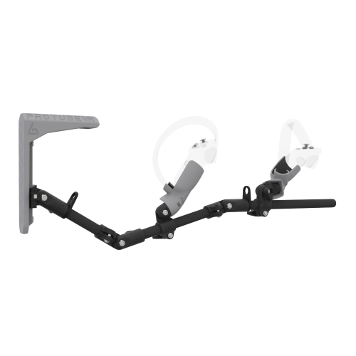 Right view of MagTube vr gunstock for Pico 4 with Carbon Armature with Grey MK2 Buttstock and Grey PLA cups