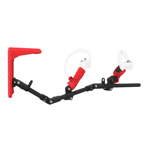 Right view of MagTube vr gunstock for Pico 4 with Carbon Armature with Red MK2 Buttstock and Red PLA cups