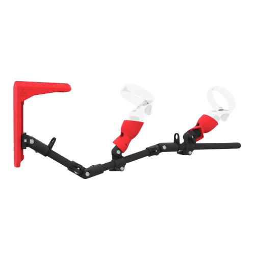 Right view of MagTube vr gunstock for Meta Quest 1 with Carbon Armature with Red MK2 Buttstock and Red PLA cups