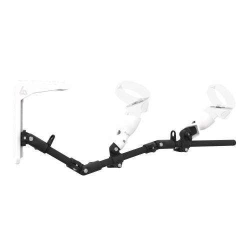 Right view of MagTube vr gunstock for Meta Quest 2 with Carbon Armature with White MK2 Buttstock and White PLA cups
