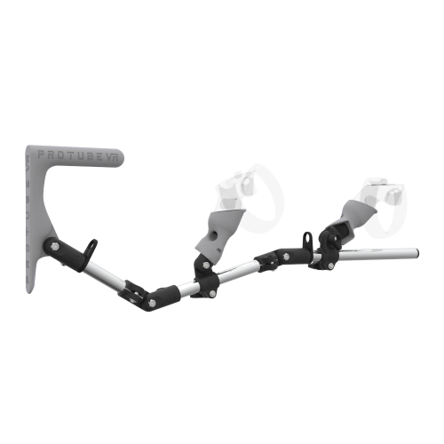 Right view of MagTube vr gunstock for Rift CV1 with Chrome Armature with Grey MK1 Buttstock and Grey PLA cups