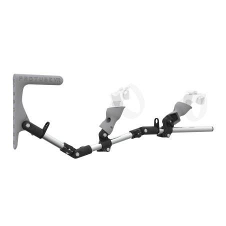 Right view of MagTube vr gunstock for Rift CV1 with Chrome Armature with Grey MK1 Buttstock and Grey PLA cups