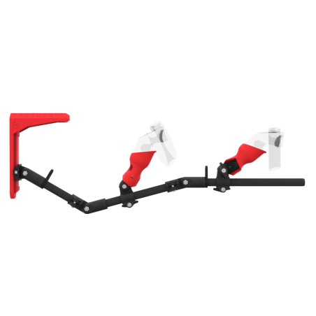 Side view of MagTube vr gunstock for Rift CV1 with Carbon Armature with Red MK2 Buttstock and Red PLA cups