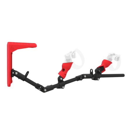 Right view of MagTube vr gunstock for Rift CV1 with Carbon Armature with Red MK2 Buttstock and Red PLA cups