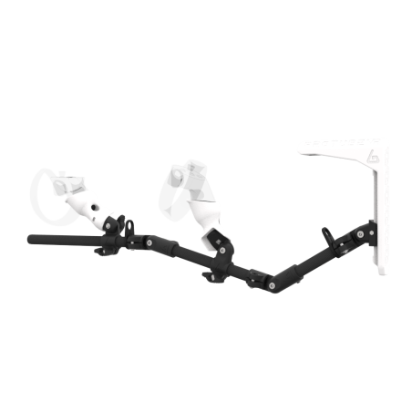 Left view of MagTube vr gunstock for Rift CV1 with Carbon Armature with White MK2 Buttstock and White PLA cups