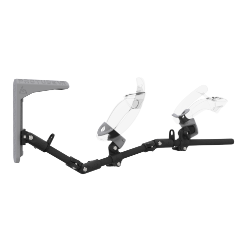 Right view of MagTube vr gunstock for Valve Index with Carbon Armature with Grey MK2 Buttstock and Grey PLA cups
