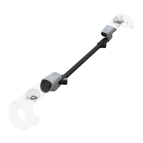 Right view of ProSaber lightsaber and paddle for HTC Vive with Black Carbon Armature and Grey PLA cups