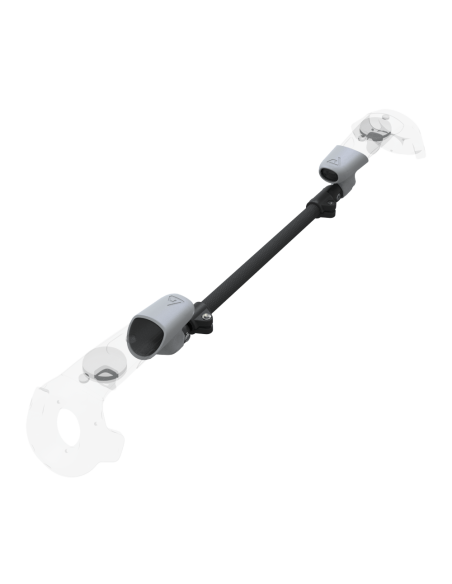 Right view of ProSaber lightsaber and paddle for HTC Vive with Black Carbon Armature and Grey PLA cups
