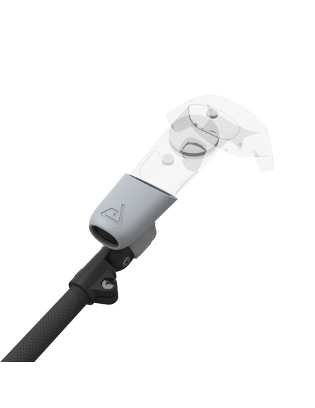 Zoom view of ProSaber lightsaber and paddle for HTC Vive with Black Carbon Armature and Grey PLA cups