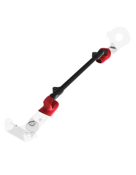 Left view of ProSaber lightsaber and paddle for HTC Vive with Black Carbon Armature and Red PLA cups