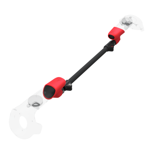 Right view of ProSaber lightsaber and paddle for HTC Vive with Black Carbon Armature and Red PLA cups