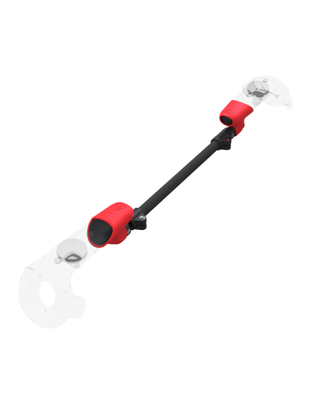 Right view of ProSaber lightsaber and paddle for HTC Vive with Black Carbon Armature and Red PLA cups
