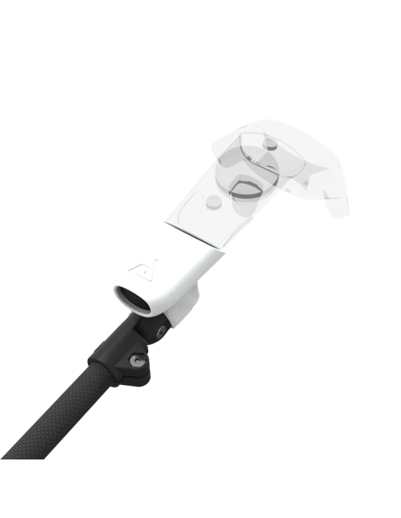 Zoom view of ProSaber lightsaber and paddle for HTC Vive with Black Carbon Armature and White PLA cups