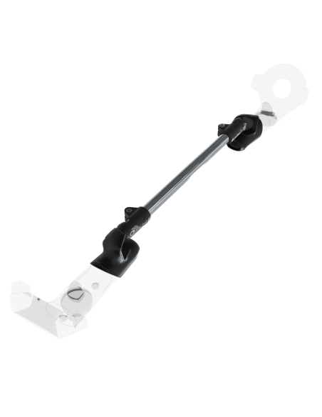 Left view of ProSaber lightsaber and paddle for HTC Vive with Chrome Armature and Black Carbon cups