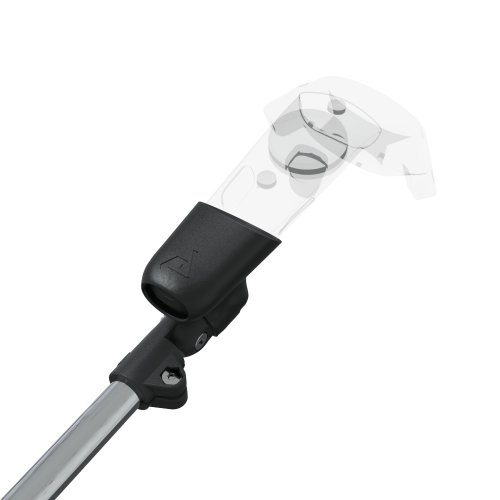 Zoom view of ProSaber lightsaber and paddle for HTC Vive with Chrome Armature and Black Carbon cups