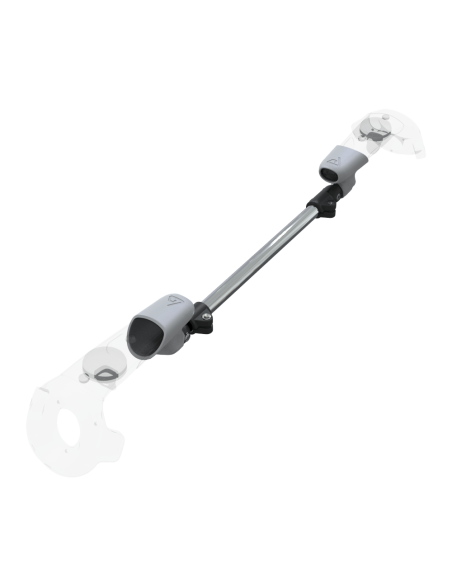 Right view of ProSaber lightsaber and paddle for HTC Vive with Chrome Armature and Grey PLA cups