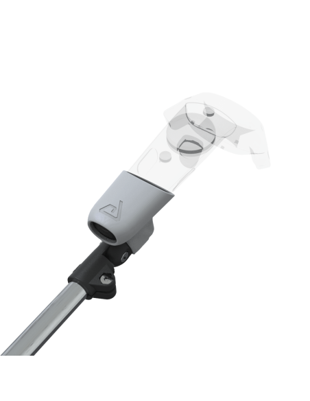 Zoom view of ProSaber lightsaber and paddle for HTC Vive with Chrome Armature and Grey PLA cups