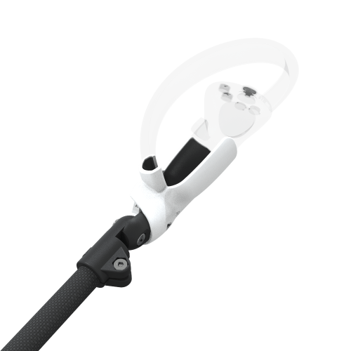 Zoom view of ProSaber lightsaber and paddle for Pico 4 with Black Carbon Armature and White PLA cups