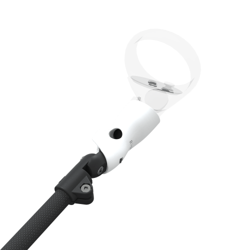 Zoom view of ProSaber lightsaber and paddle for Meta Quest 2 with Black Carbon Armature and White PLA cups