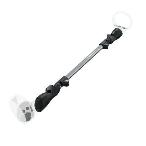 Right view of ProSaber lightsaber and paddle for Meta Quest 2 with Chrome Armature and Black Carbon cups