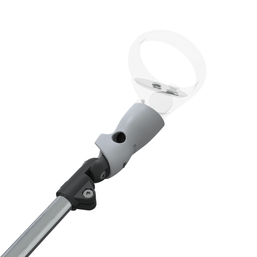 Zoom view of ProSaber lightsaber and paddle for Meta Quest 2 with Chrome Armature and Grey PLA cups