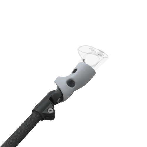 Zoom view of ProSaber lightsaber and paddle for Meta Quest 3 and Pro with Black Carbon Armature and Grey PLA cups